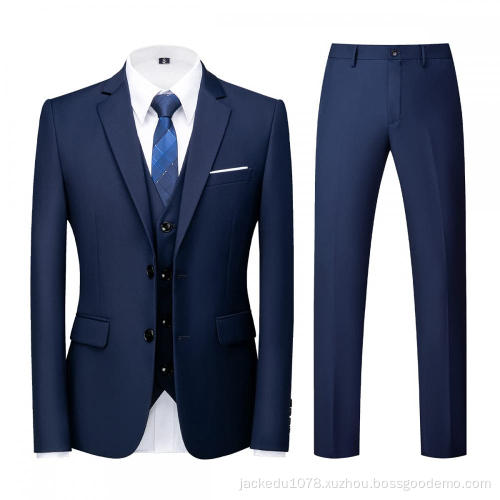Mens 3 Piece Tuxedo Suits Slim Fit Casual Suit Blazer Two Button Wedding Prom Jackets Vest&Trousers